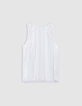 Witte top met kreukeffect en kant Dames-5