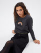 I.Code black pleated midi skirt with gold belt-1