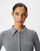 Jersey gris canal&eacute; manga larga Mujer-4