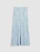 Jupe longue bleu ciel imprim&eacute; pois Femme-8