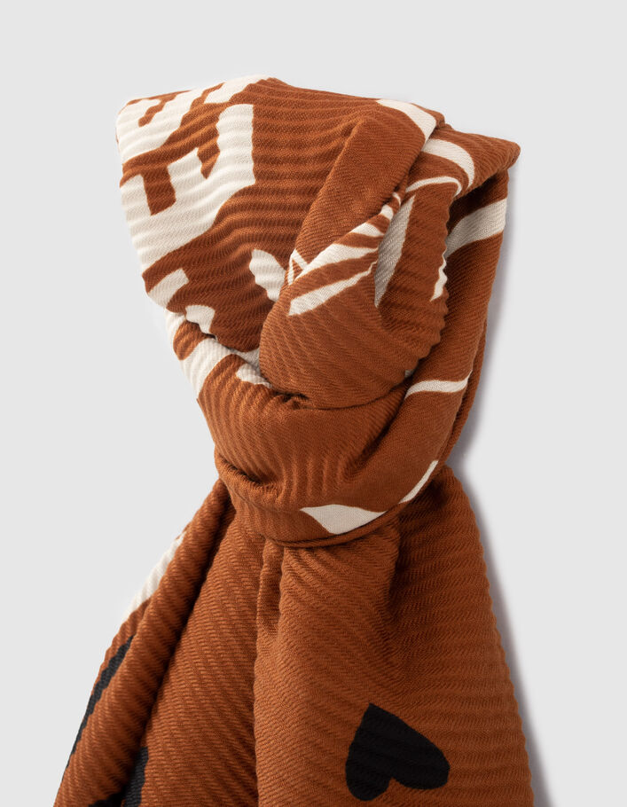 I.Code camel slogan pleated scarf - IKKS