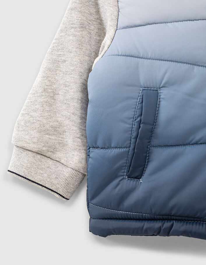 Baby boys’ deep blue recycled mixed-fabric padded jacket - IKKS