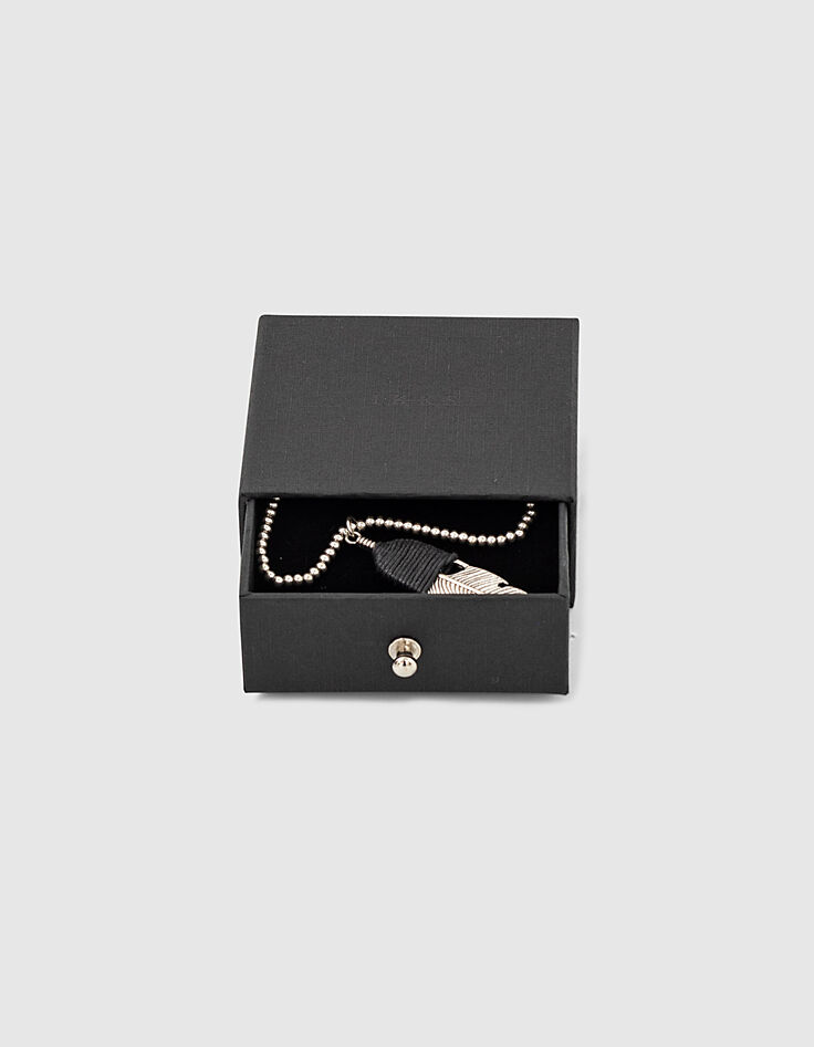 Collier sautoir en perles plume métal femme-4