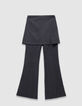 Pantalón flare 2 en 1 gris falda extraíble niña-2