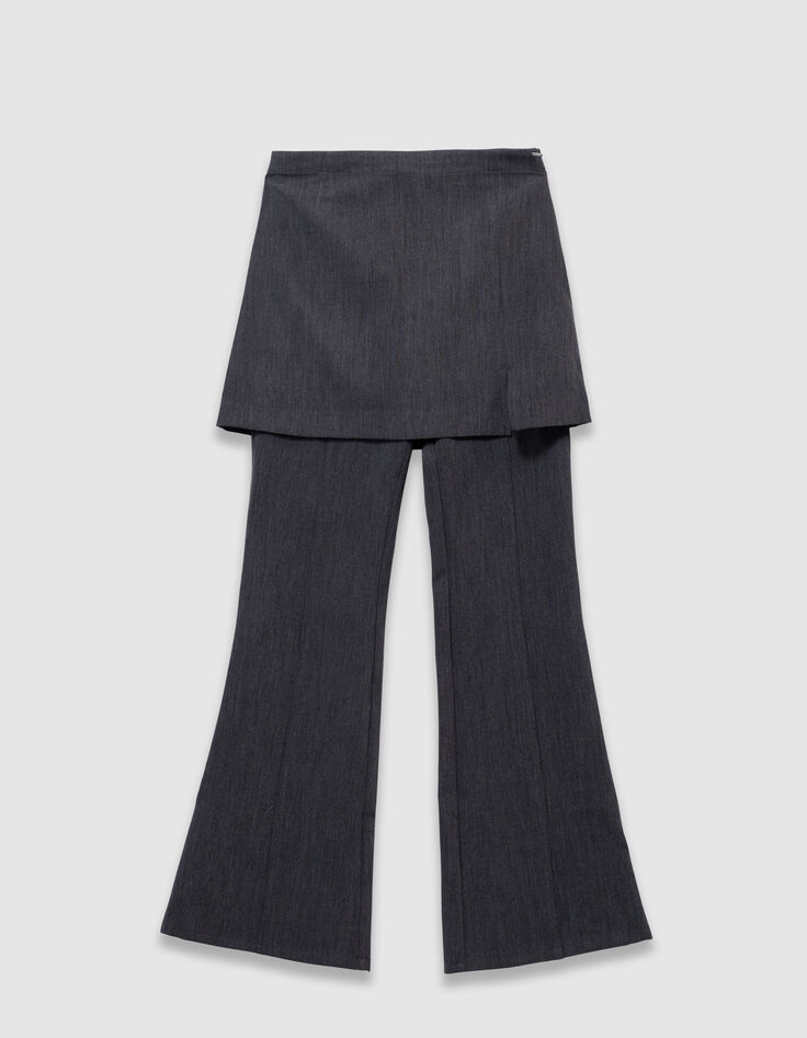 Pantalón flare 2 en 1 gris falda extraíble niña-2