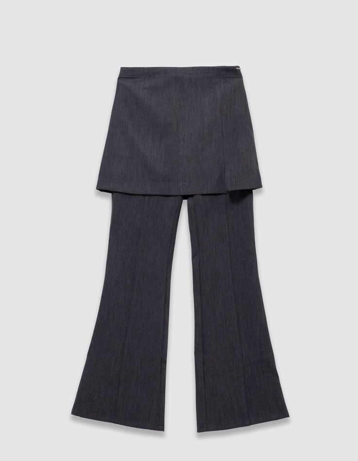 Pantalón flare 2 en 1 gris falda extraíble niña-2 Pantalón flare 2 en 1 gris falda extraíble niña-2