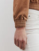 Cazadora corta beige ante de cabra mujer-5