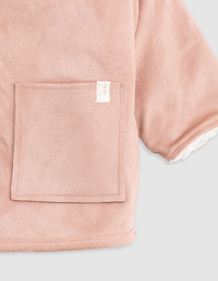 Girl's pink suede and fur coat-4