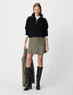 Women’s beige houndstooth short skirt-1