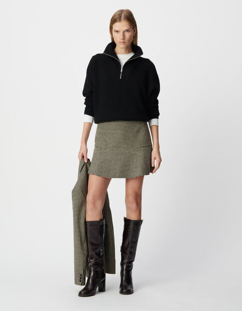 Women’s beige houndstooth short skirt - IKKS