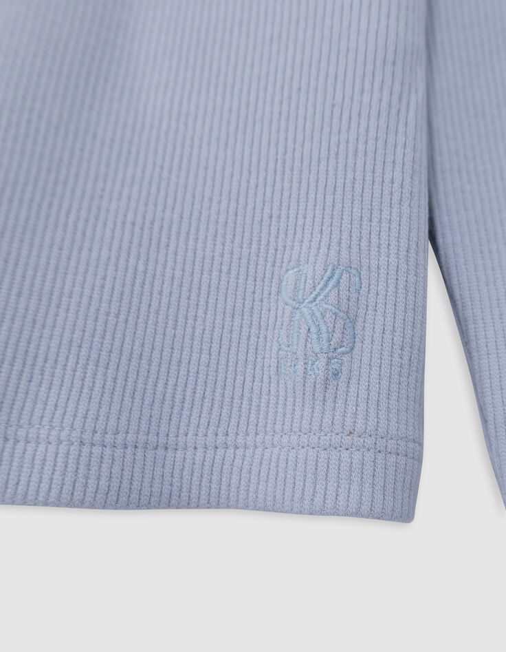 Himmelblaues Rippstrick-T-Shirt f&uuml;r M&auml;dchen-5