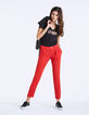Women’s loose red crêpe 7/8 trousers-7