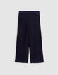Fancy knitted navy pants relief girl-3