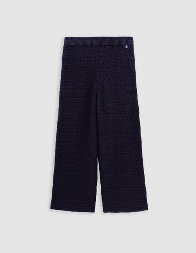 Marineblaue M&auml;dchenstrickhose mit Relief - IKKS