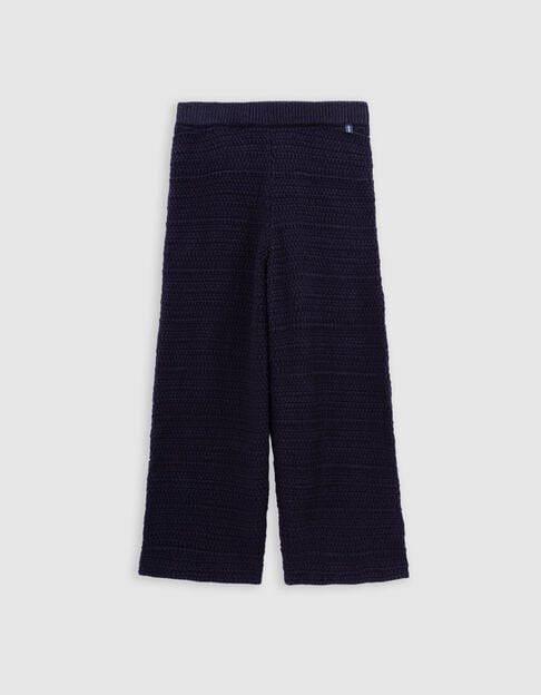 Pantalon marine tricot fantaisie relief fille - IKKS
