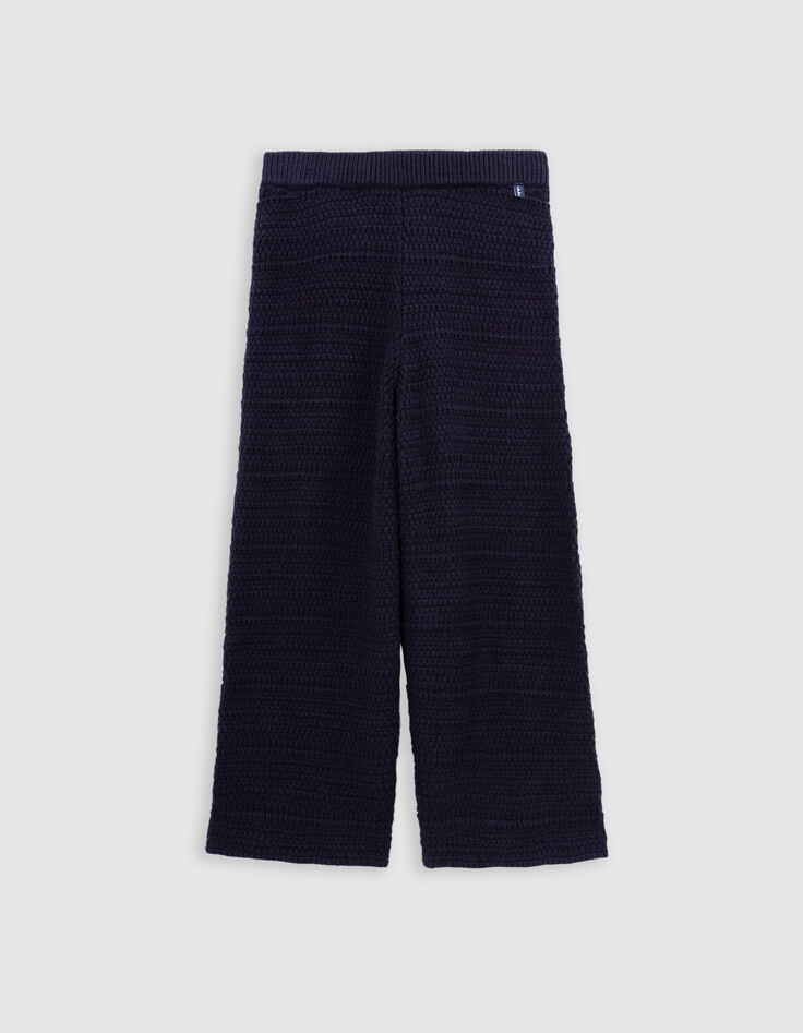 Fancy knitted navy pants relief girl-3
