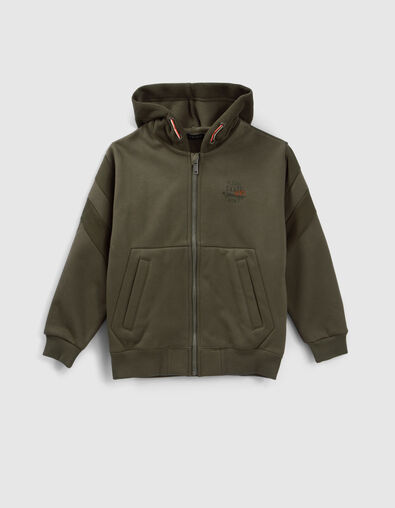 Boys&rsquo; khaki fleece-backed cardigan - IKKS