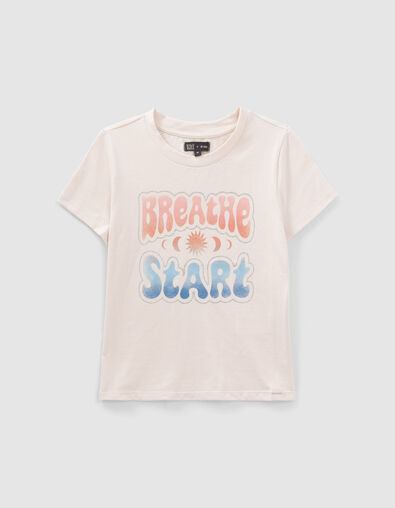 Ecru T-shirt met tekst vintagestijl meisjes - IKKS