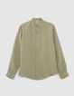 Khaki Stone Herrenhemd, REGULAR-Fit, Leinen, Maokragen-7