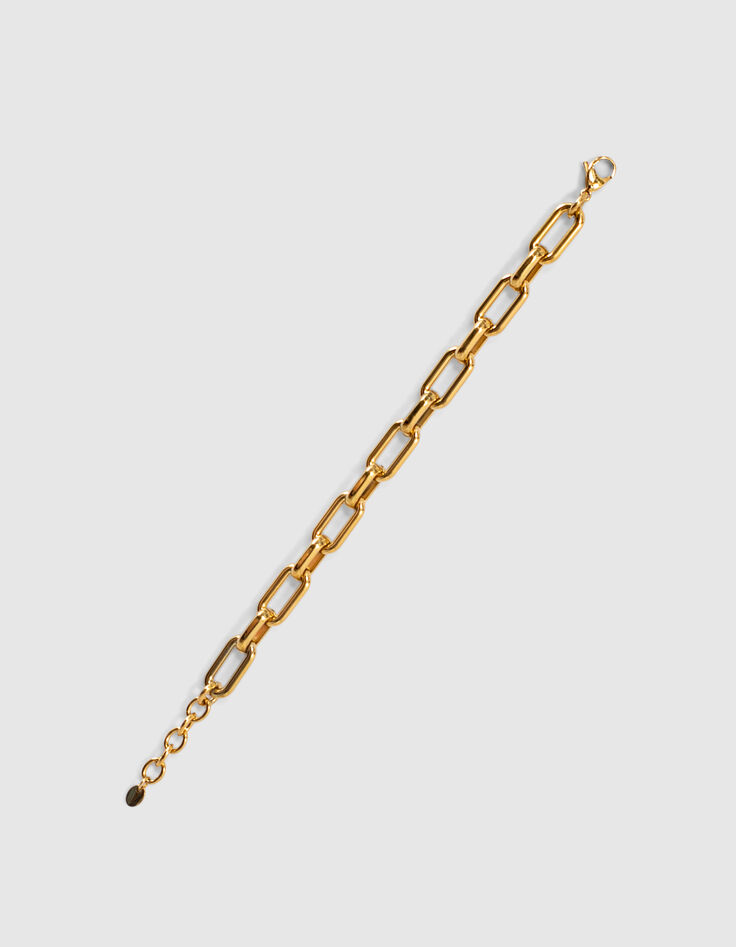 Bracelet doré en grosse maille femme-3