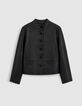 Veste cuir noir col montant Femme-7