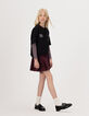Girls’ burgundy pleated short skirt-1