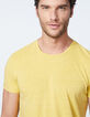 Camiseta amarilla algodón y cáñamo cuello redondo Hombre-4