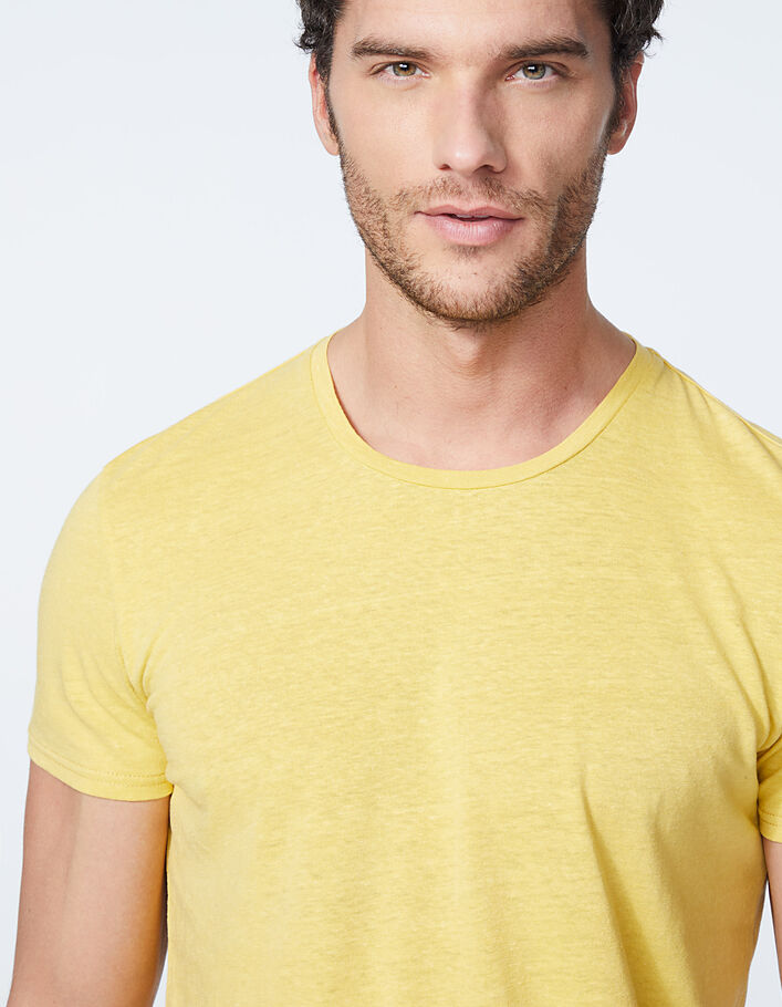 Camiseta amarilla algodón y cáñamo cuello redondo Hombre
