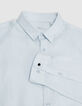 Himmelblaues Herrenhemd im SLIM-Fit, Leinen-5