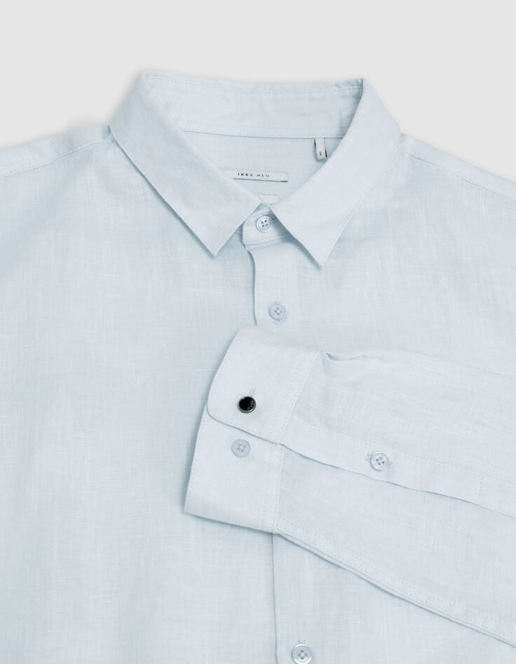 Himmelblaues Herrenhemd im SLIM-Fit, Leinen-5