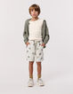 Khaki Jungenbermudas, Frottee, Peace-and-Love-Motive-1
