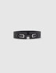 Ceinture en cuir noir double boucle ardillon femme-1