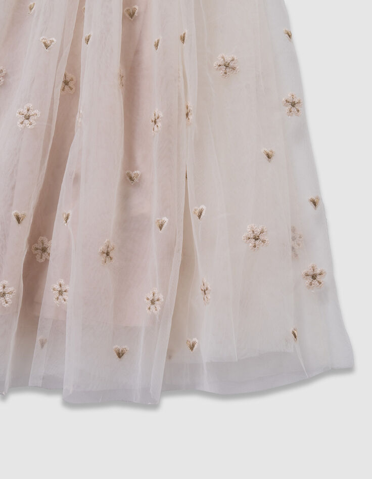Girl's white tulle midi skirt-5