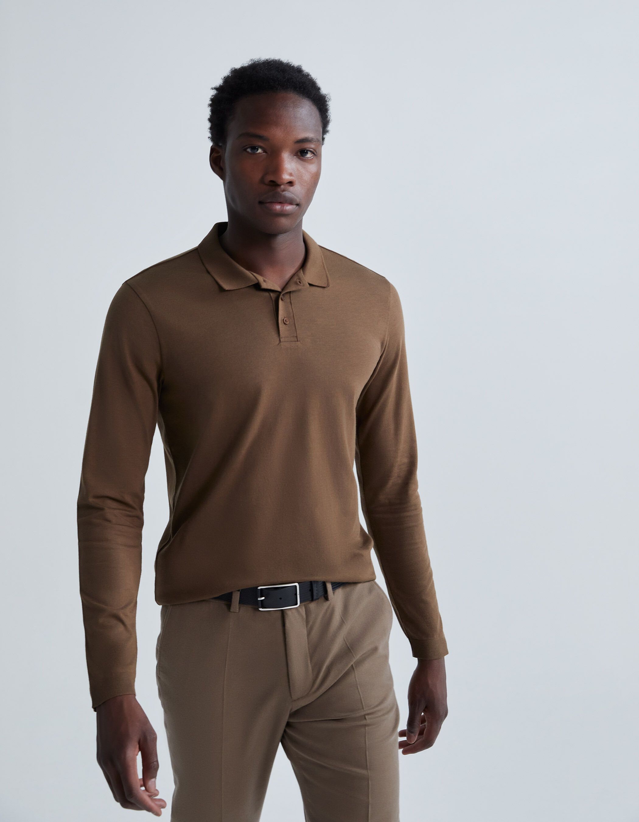 Pure Edition Men s cappuccino cotton modal polo shirt
