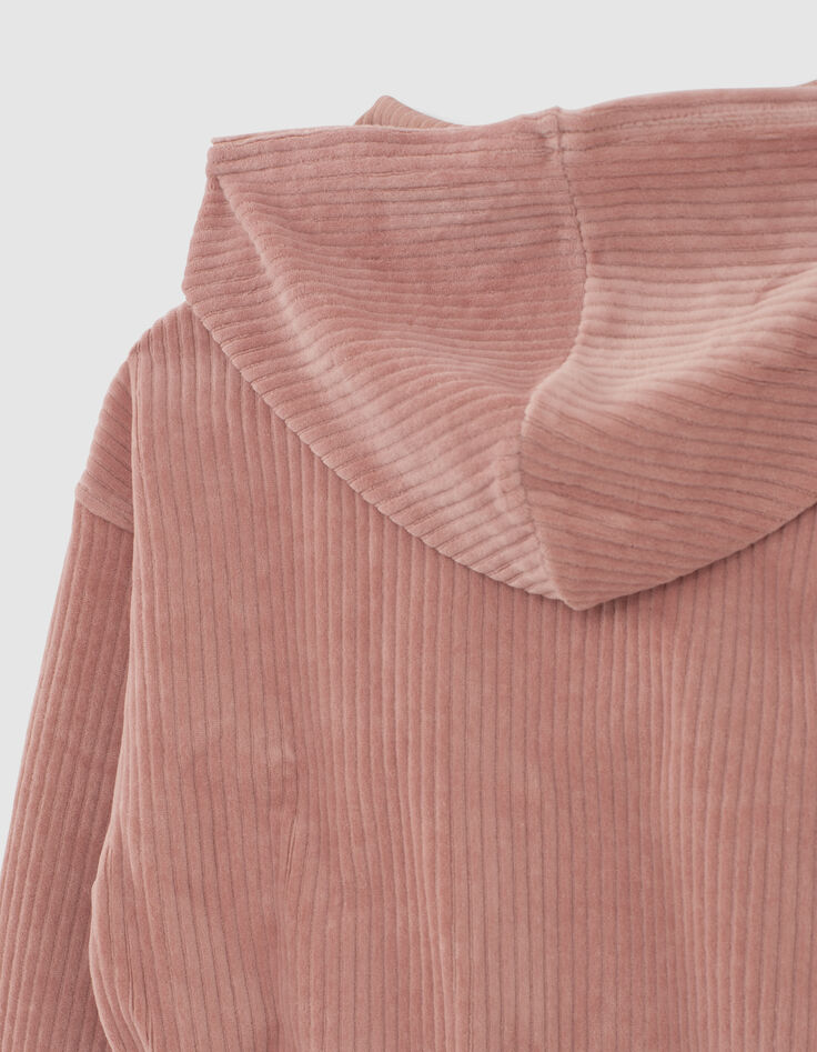 Puderrosa M&auml;dchenjacke aus geripptem Velours-2
