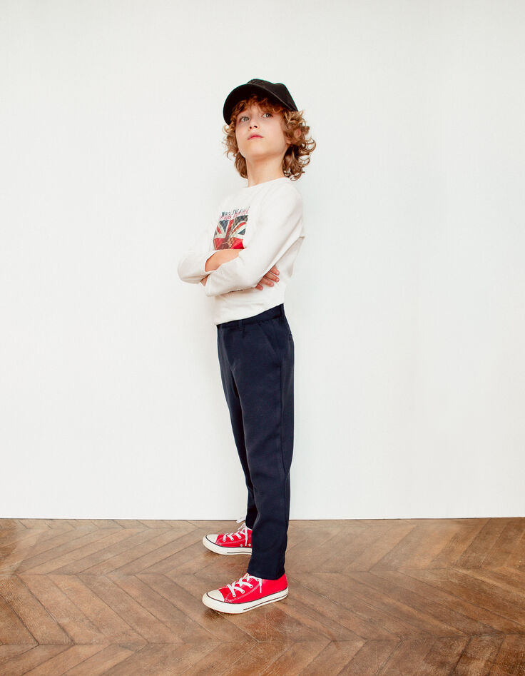 Navy tricot chinobroek jongens -2
