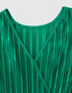 Vestido largo verde plisado niña-4