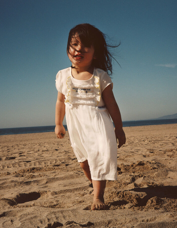 Witte jurk met borduursel voor babymeisjes - IKKS