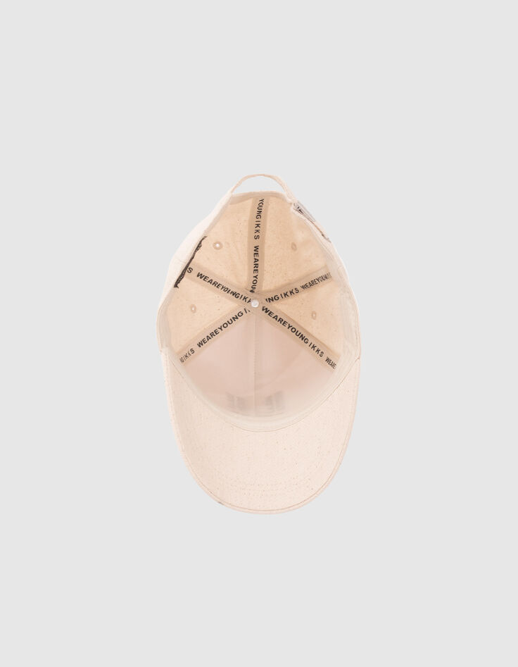 Beige Jungenschirmmütze mit schwarzen Stickereien-6