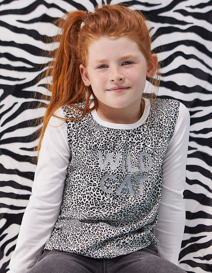 Girls’ off-white Wild Cat leopard print+embroidery T-shirt-6 Girls’ off-white Wild Cat leopard print+embroidery T-shirt-6