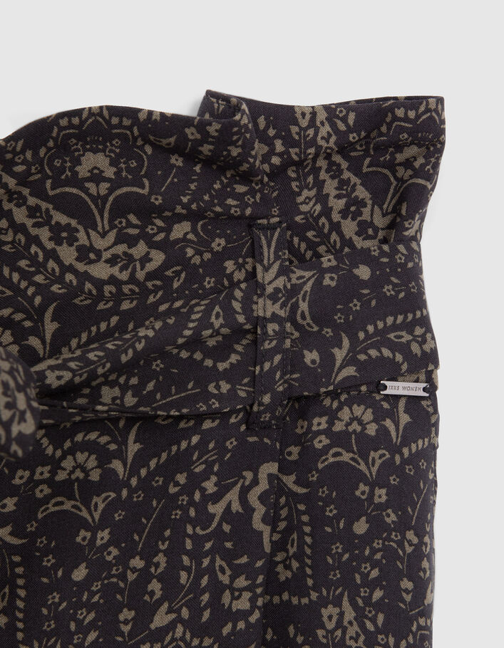 Khaki Damenhose mit Paisley-Blumenprint - IKKS