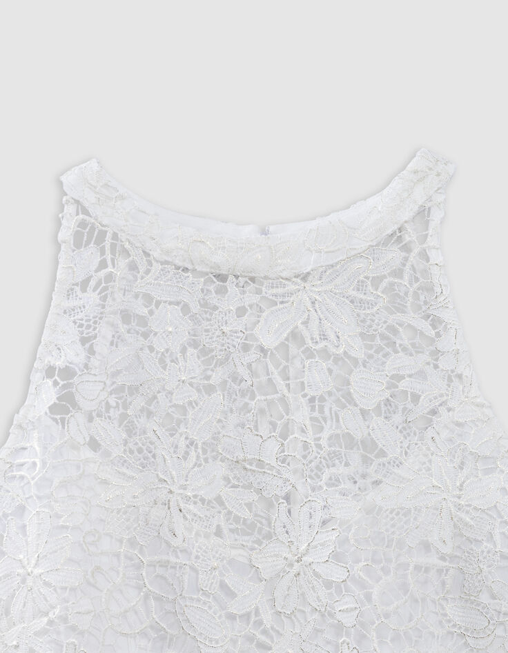 Top de encaje blanco sin mangas Mujer-5