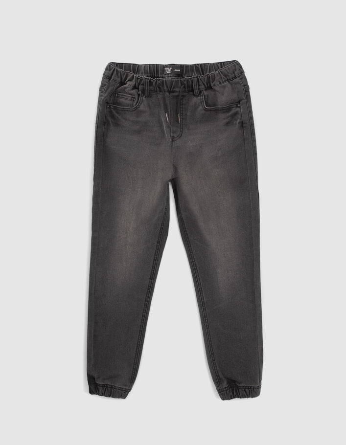 Jean JOGGER noir délavé garçon-1