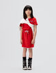 Girls’ red terry cloth dress with drawstring waist-4