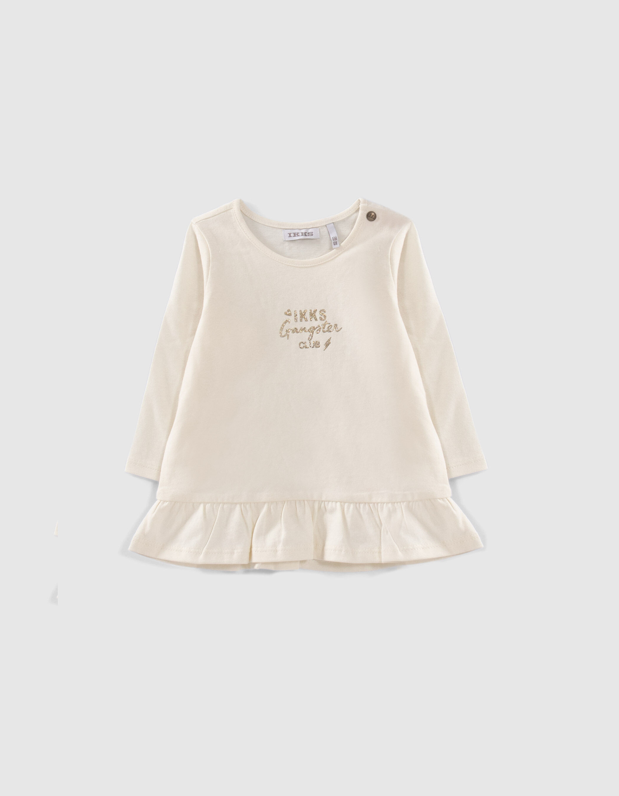 Sweat 2 en 1 parme et T shirt ecru bebe fille IKKS