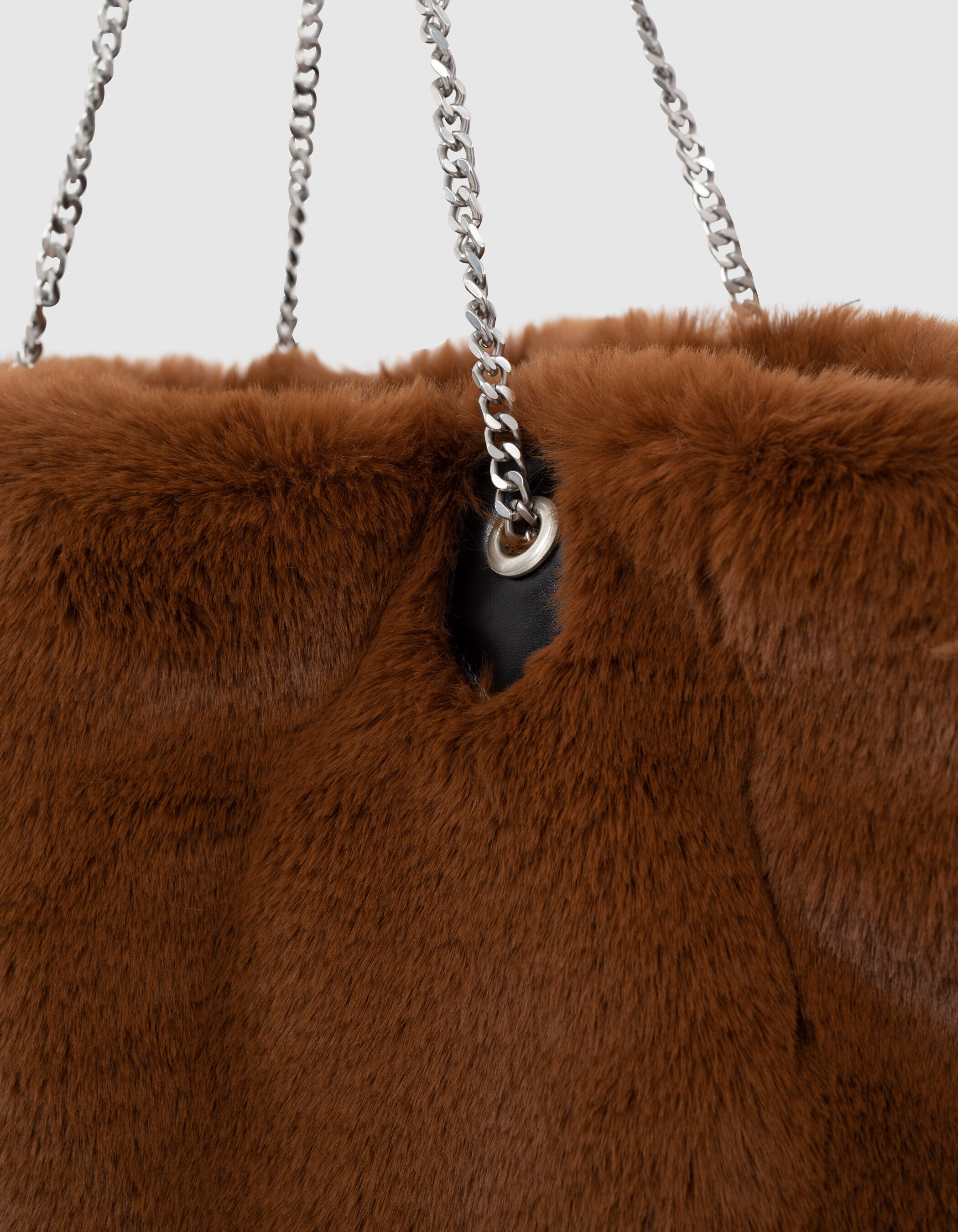 Women s camel faux fur tote bag IKKS