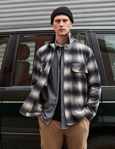 Surchemise grise motif carreaux col velours Homme - IKKS