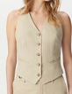 Gilet de tailleur beige dos-nu motif rayures tennis Femme-4