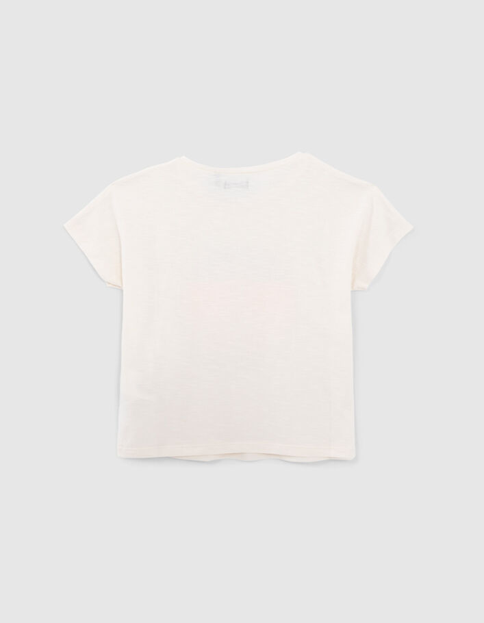 Girls’ white organic cotton T-shirt, peace & love symbol - IKKS
