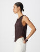 Top sans manches bordeaux motifs brod&eacute;s crochet Femme-5